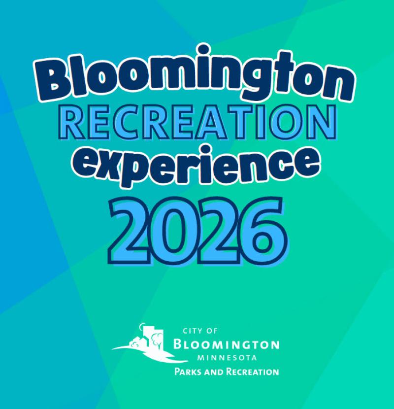 Cover graphic 2026 Bloomington Recreation Experience summer catalog