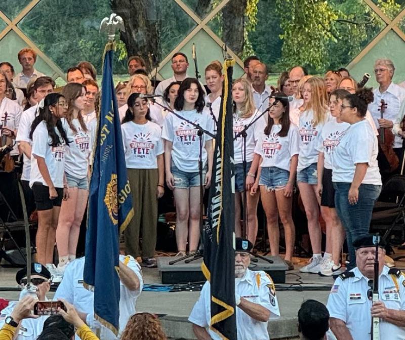 Members of Angelica Cantanti Youth  Choirs singing National Anthem at Bloomington Summer Fete