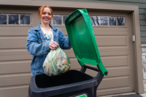 Organics placed in cart for collection