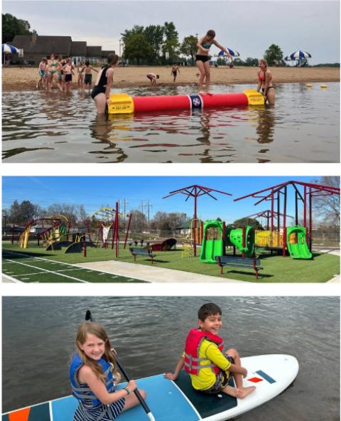 Log Rolling, Ninja Challenge Course, Paddleboarding Custom Programs Tryptich