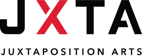 Juxtaposition Arts logo black letters with red X
