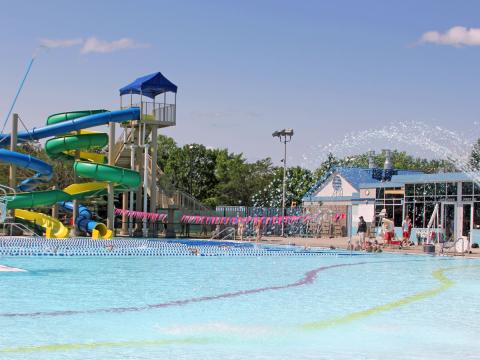 Aquatic Center—Swim lanes and play area.