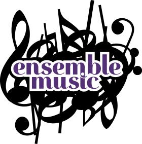 Music Together Ensemble Music logo in purple with jumbled black music notes