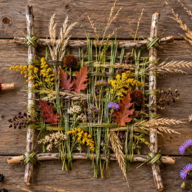 Woven sticks leaves and other natural items